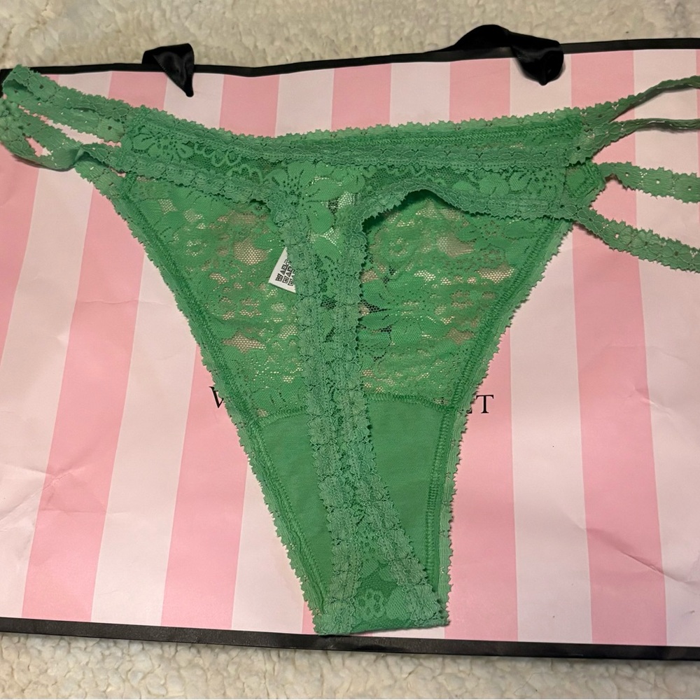 NWT!! PINK Victoria's Secret Mint Lace Panty - Picture 2 of 3